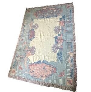 Tapestry Blanket Farm House Animals Pastel Colors 4ft by 5.8ft
